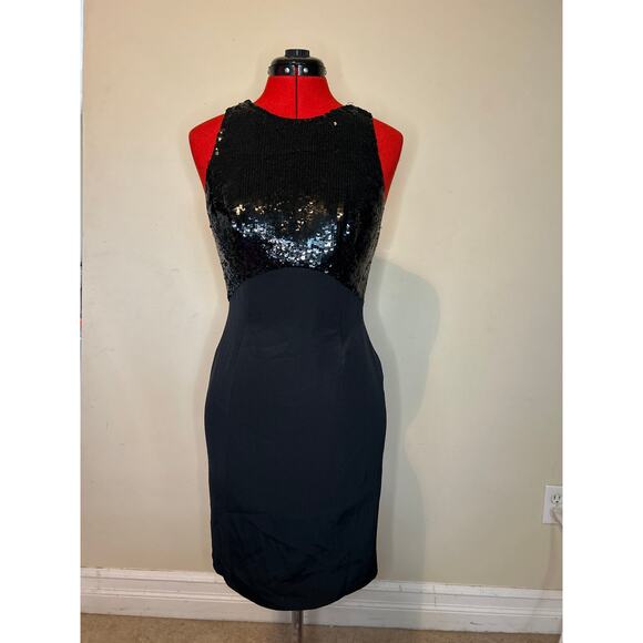 Oleg Cassini Women's Size 2 Black Tie Sequin Glam Party Dress Evening Cocktail - Picture 1 of 6